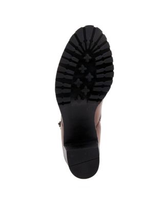 DEALEY Leather Booties with Double Zippers and Lug Platform Sole