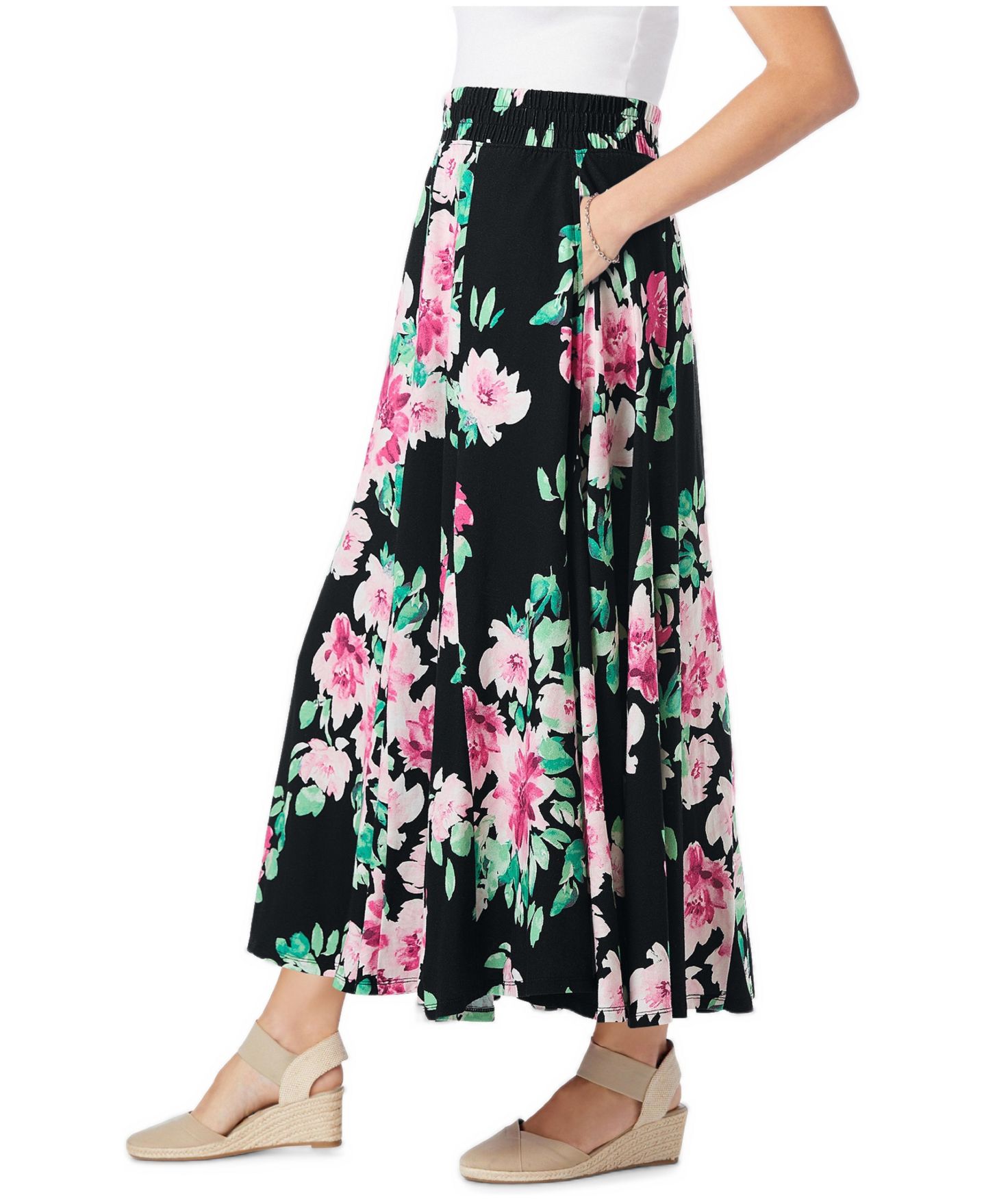 Женская юбка Woman Within Plus Size Within Wide Elastic Waist, цвет: Чёрный — фото 4