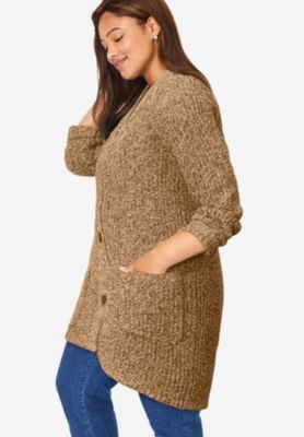 Plus Size Within Button-Front Shaker Cardigan