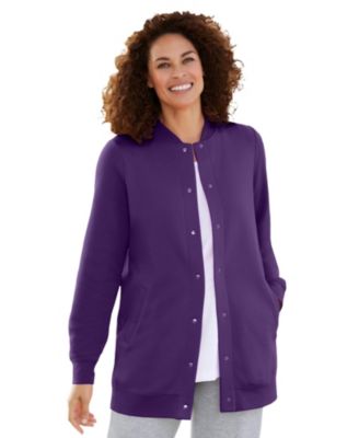 Plus Size Fleece Baseball Jacket
