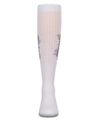 Girls Ribbed Cotton Blend "Graffiti Camp" Knee Sock