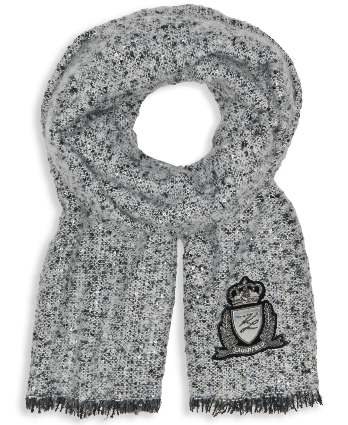 Karl Lagerfeld Women's Tweed Woven Scarf In Gray