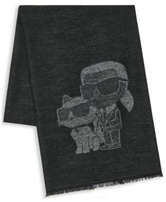 KARL LAGERFELD PARIS - Women's Crystal Karl And Choupette Blanket Scarf