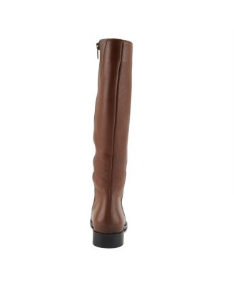Hightail Knee-High Leather Boot with Calf Elastic Gore and Low Stacked Heel