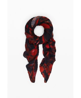 Women's Rectangular scarf with red flowers