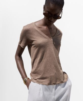 Women's V-Neck Linen T-Shirt