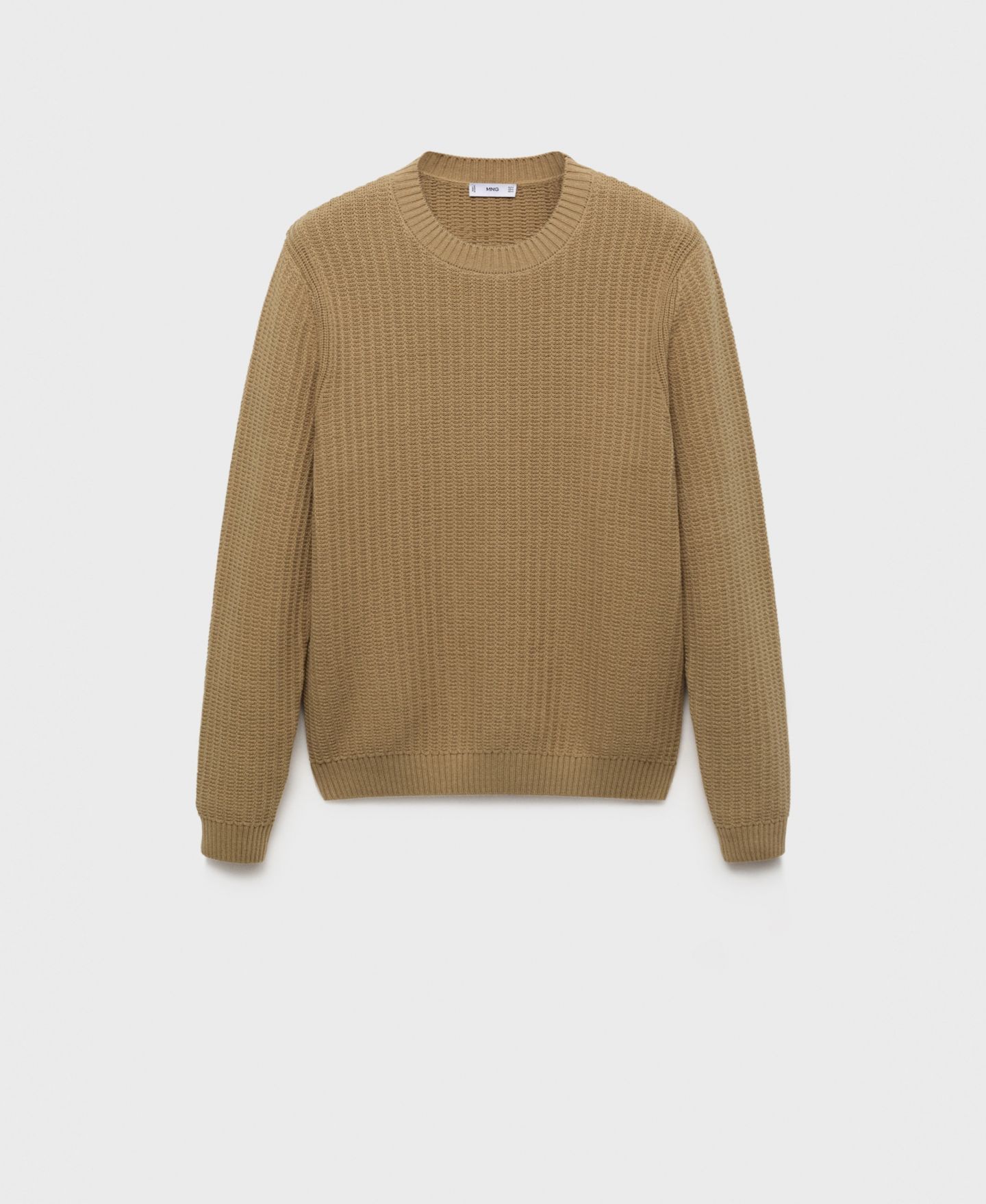 Мужской свитер MANGO Cotton Knitted, цвет: Бежевый — фото 2