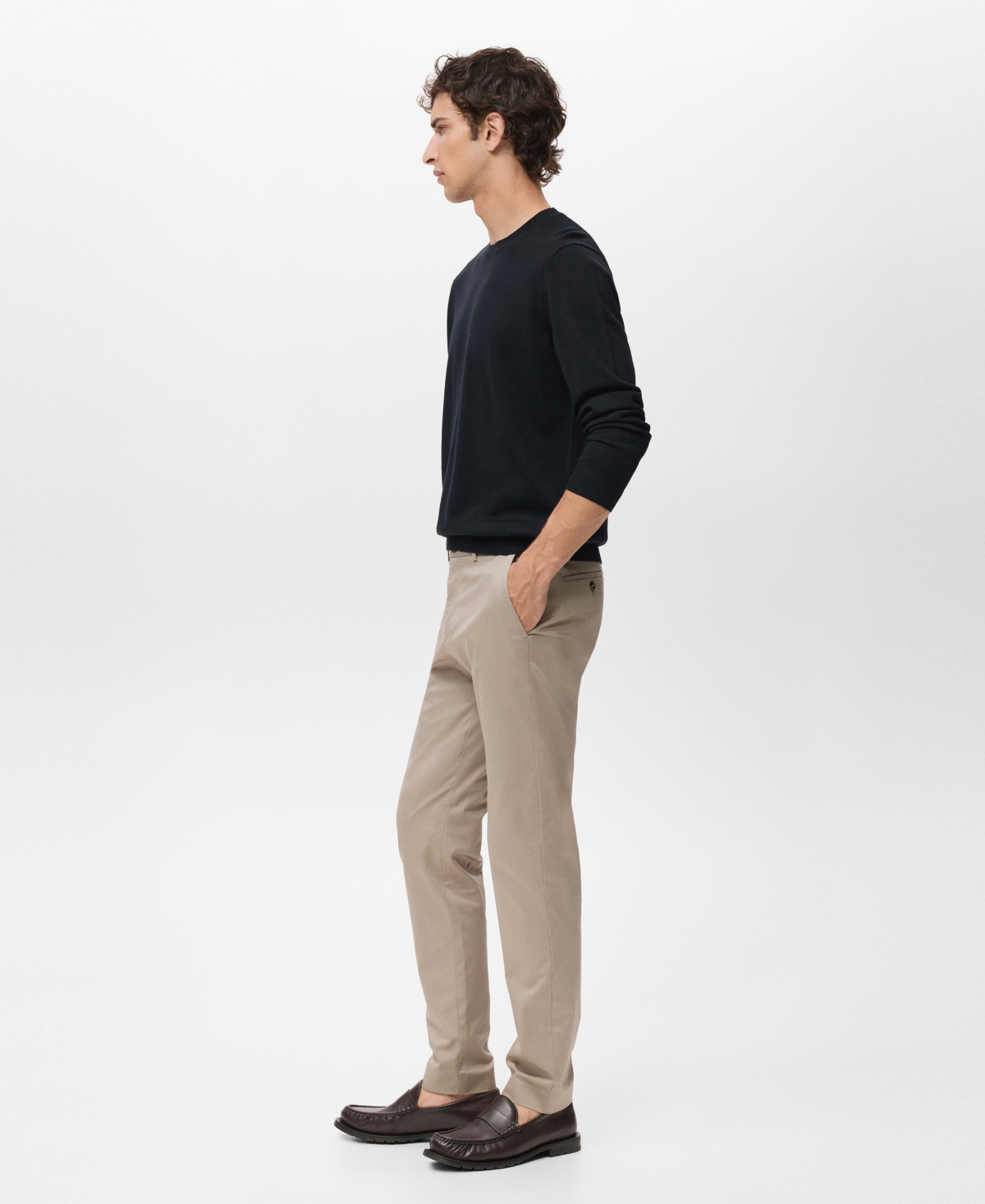 Mango Dublino Slim Fit Flat Front Stretch Stretch Chinos In Black