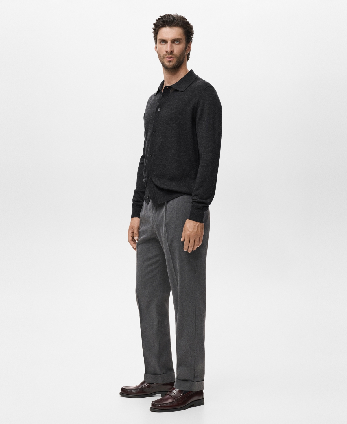 Mango Wool Cardigan In Black