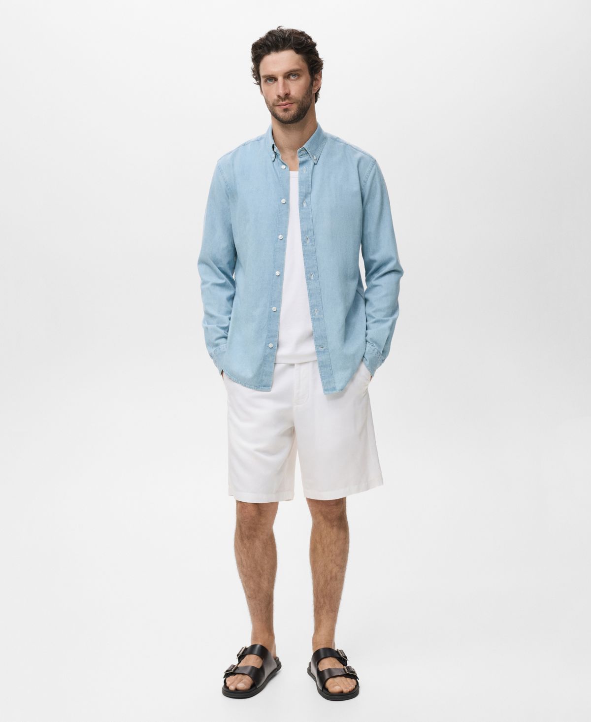 Мужская джинсовая рубашка обычного покроя