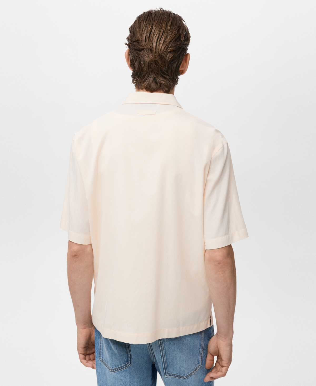 Mango Regular Fit Tencel™ Lyocell Blend Button-up Shirt In Neutral