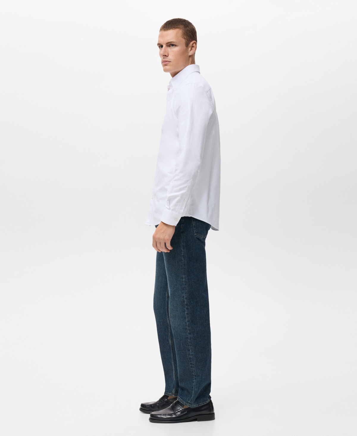 Mango Men's Cotton Oxford Shirt In White