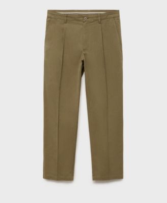 Men's Cotton-Blend Straight-Leg Pleated Pants