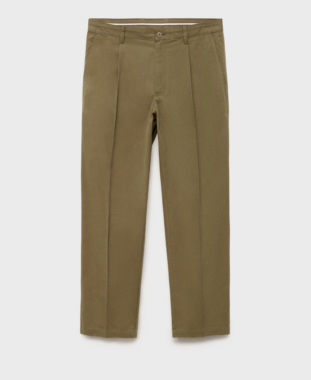 Mango Men's Cotton-blend Straight-leg Pleated Pants In Green