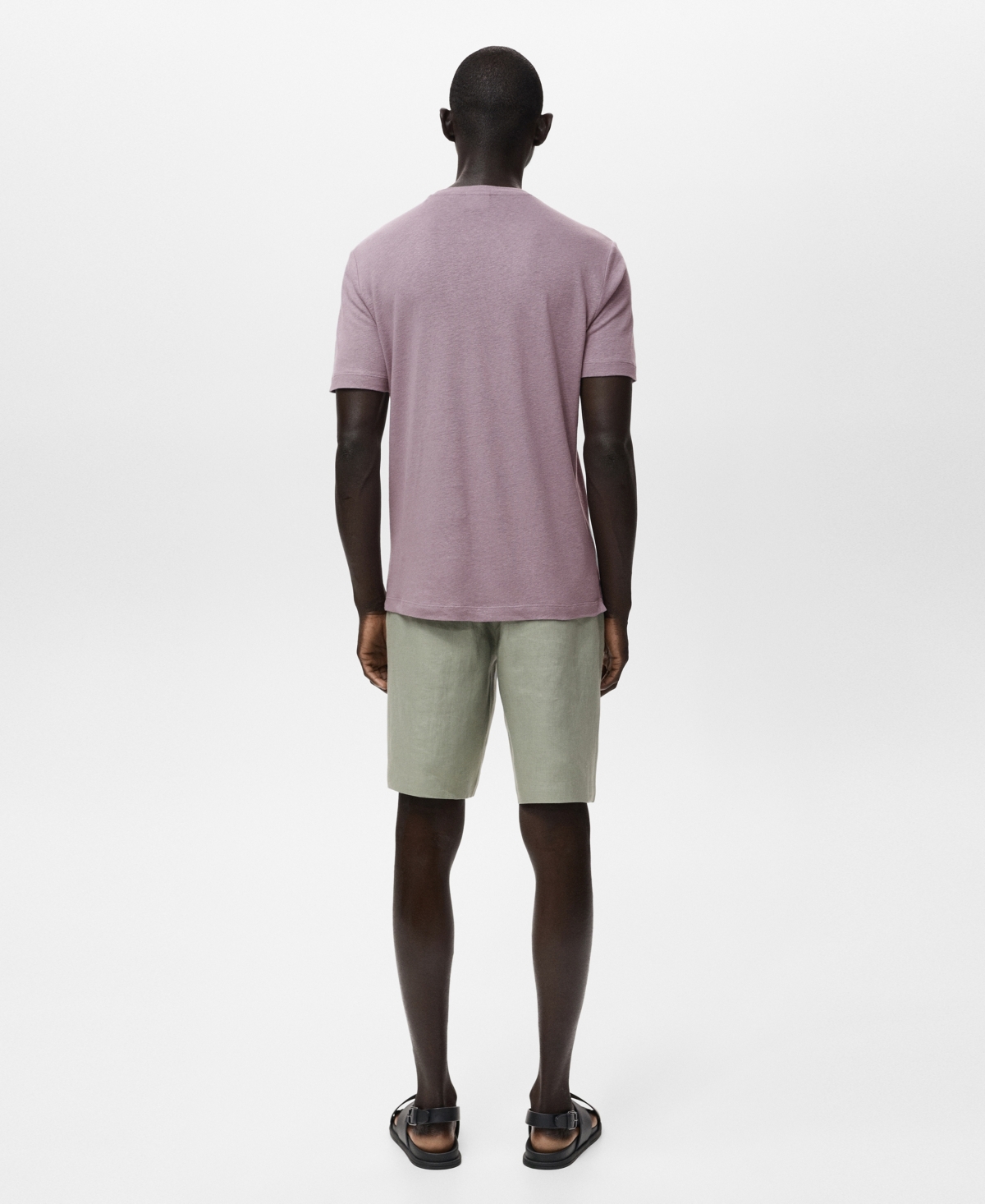 Mango Slim Fit Linen Blend T-shirt In Purple