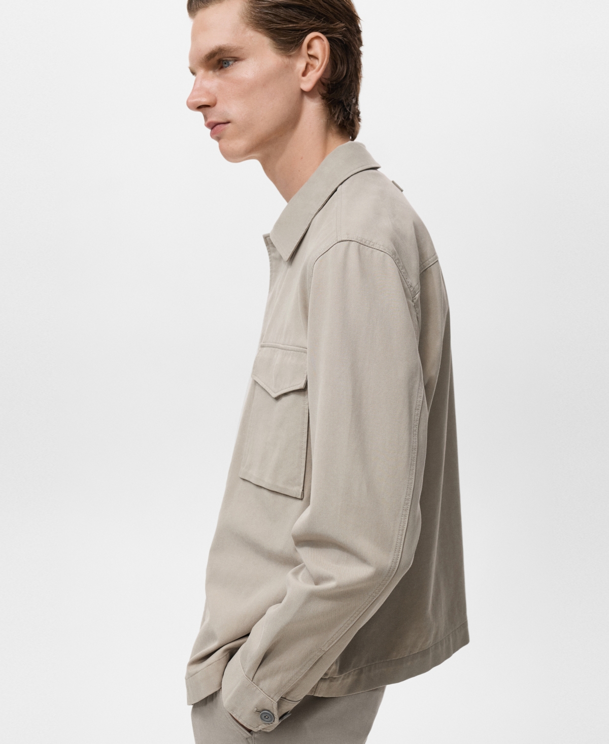 Mango Men's Pockets Lyocell Cotton Jacket In Neutral
