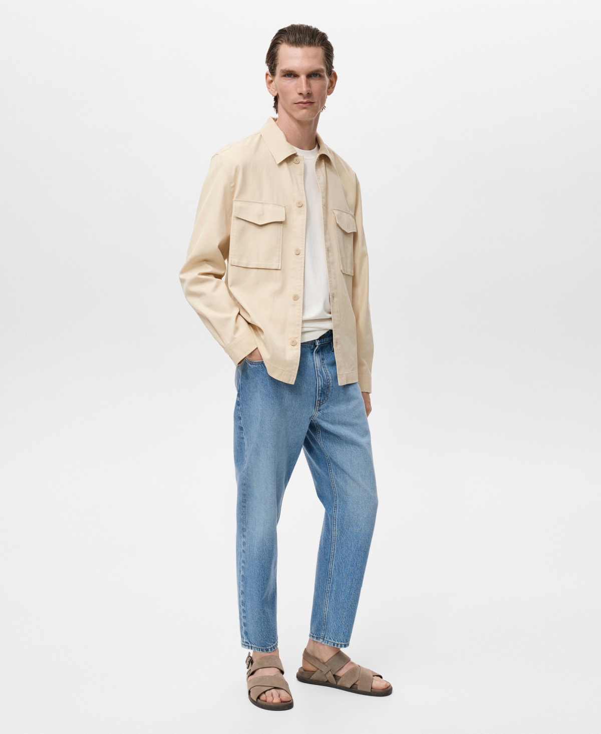 Mango Men's Pockets Lyocell Cotton Jacket In Neutral