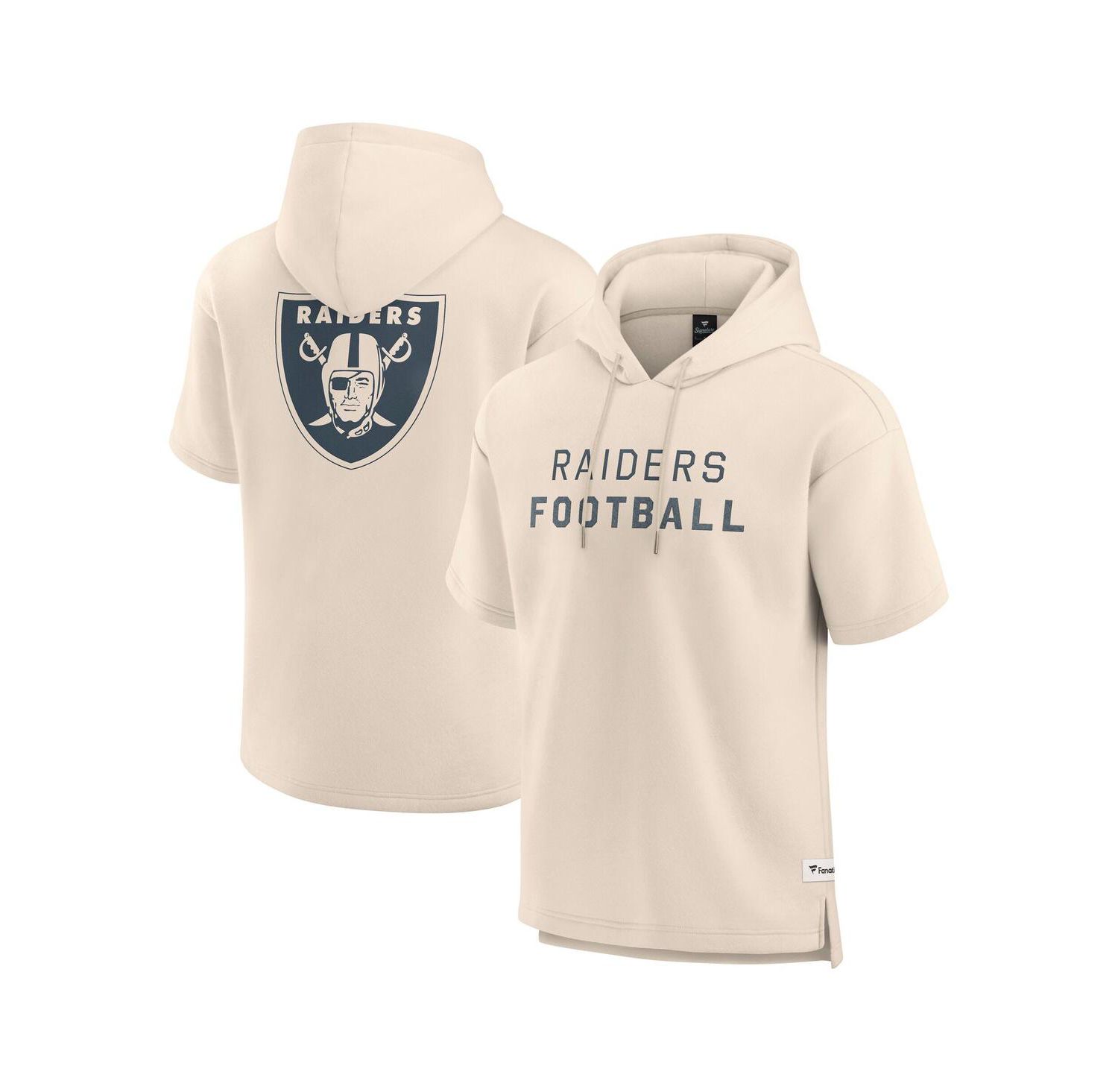 Men's Cream Las Vegas Raiders Elements Future Ground Lettering Short Sleeve Pullover Hoodie