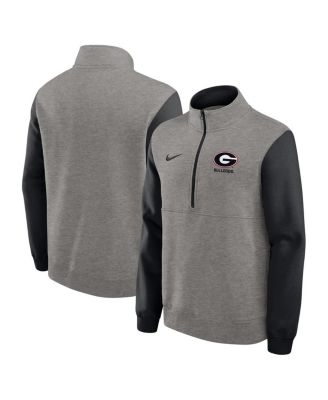 Nike - Men's Heather Gray/Black Georgia Bulldogs Club Fleece Half-Zip Pullover