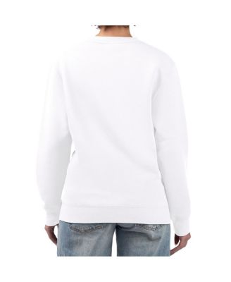 Women's White Detroit Lions Collage Graphic Fleece Pullover Sweatshirt