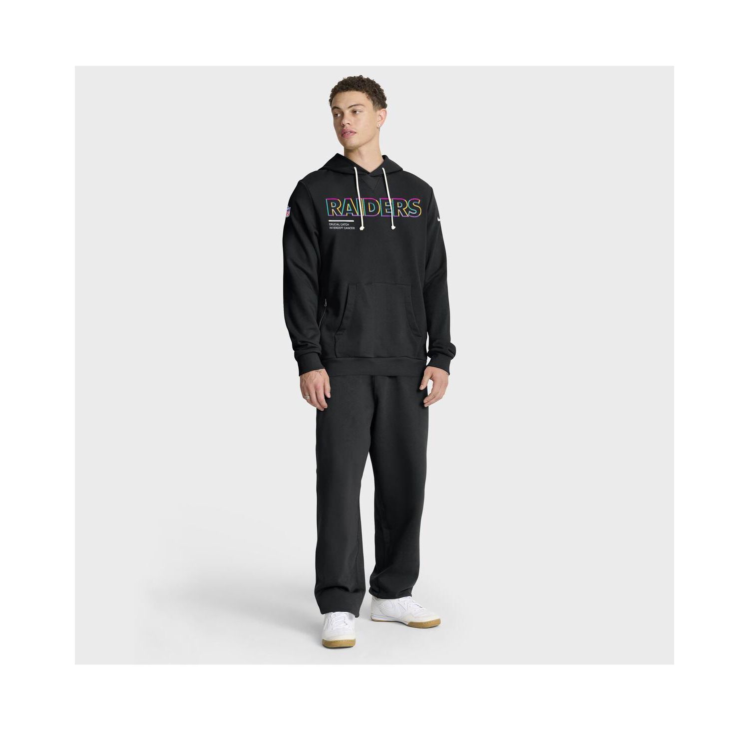 Men's Black Las Vegas Raiders 2025 NFL Crucial Catch Sideline Standard Issue Dri-FIT Hoodie