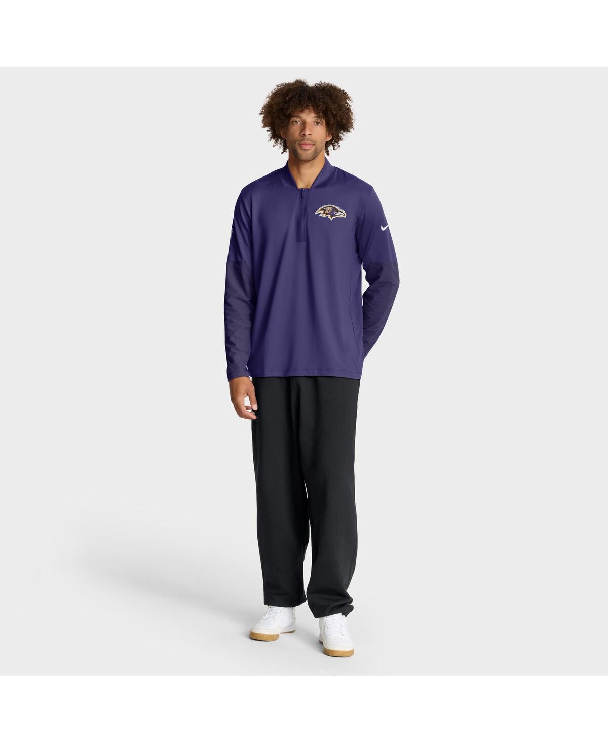 Nike Men's Purple Baltimore Ravens Sideline Dri-fit Half-zip Pullover Sweatshirt In Purple