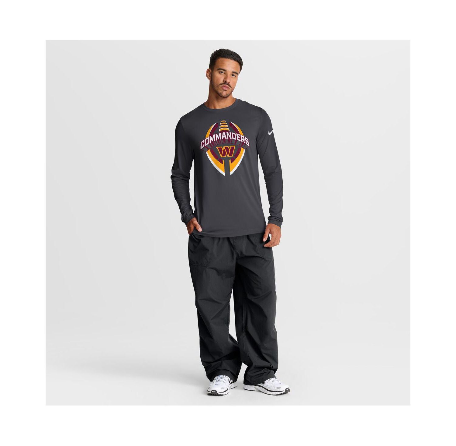 Men's Anthracite Washington Commanders Primetime Legend Icon Performance Long Sleeve T-Shirt