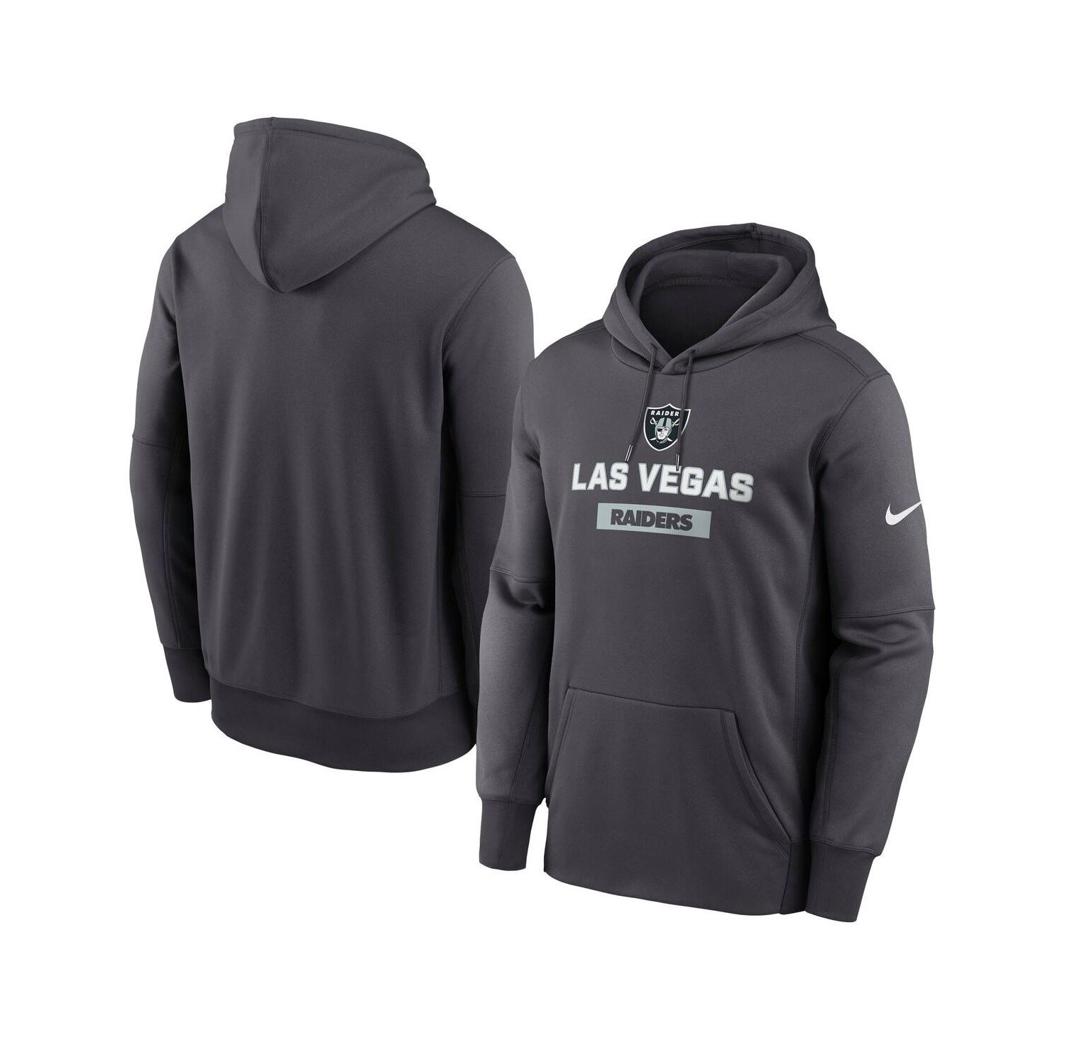 Men's Anthracite Las Vegas Raiders Toss Sweep Performance Pullover Hoodie