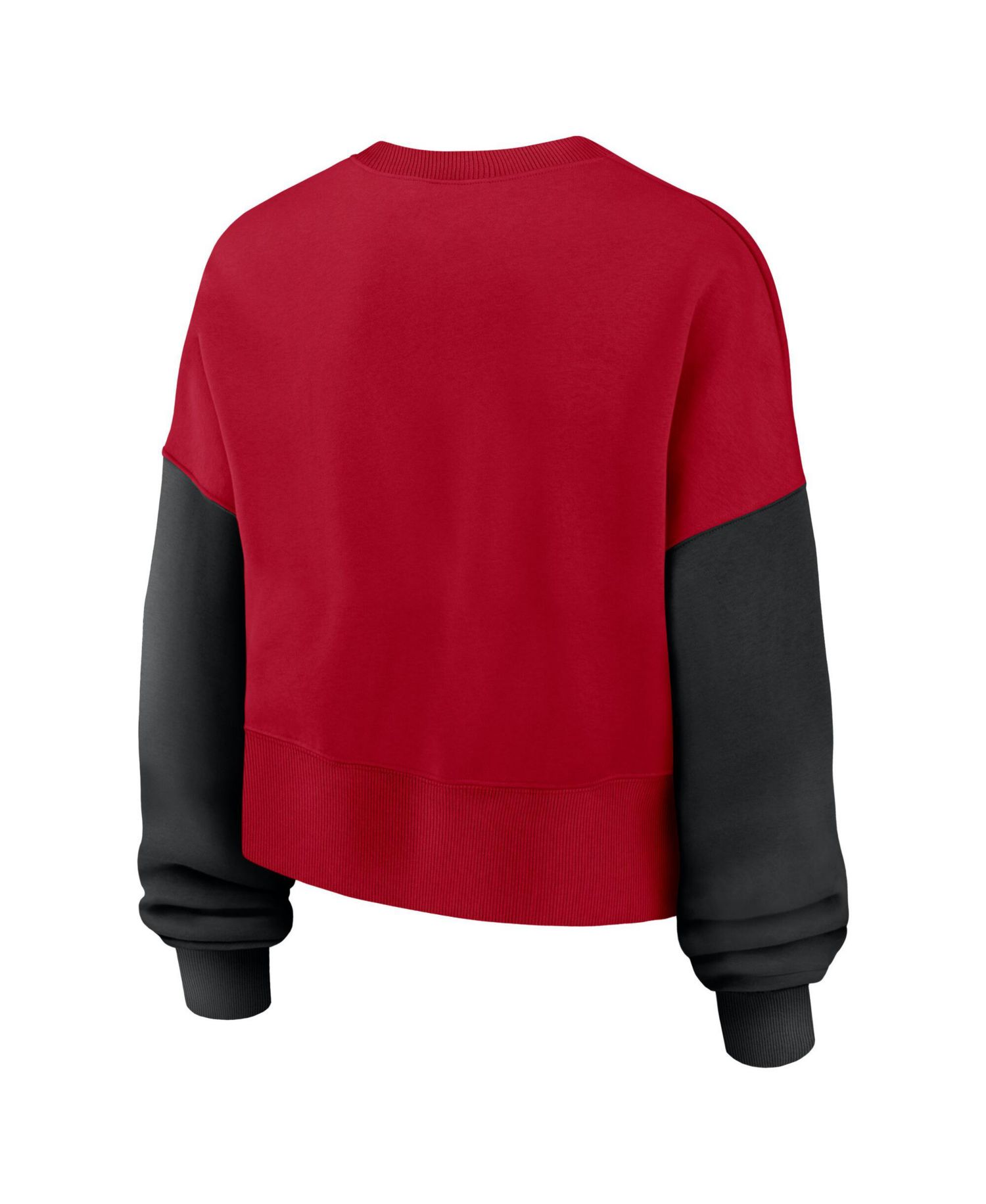 Women's Scarlet San Francisco 49ers Oversized Color Block Pullover Sweatshirt