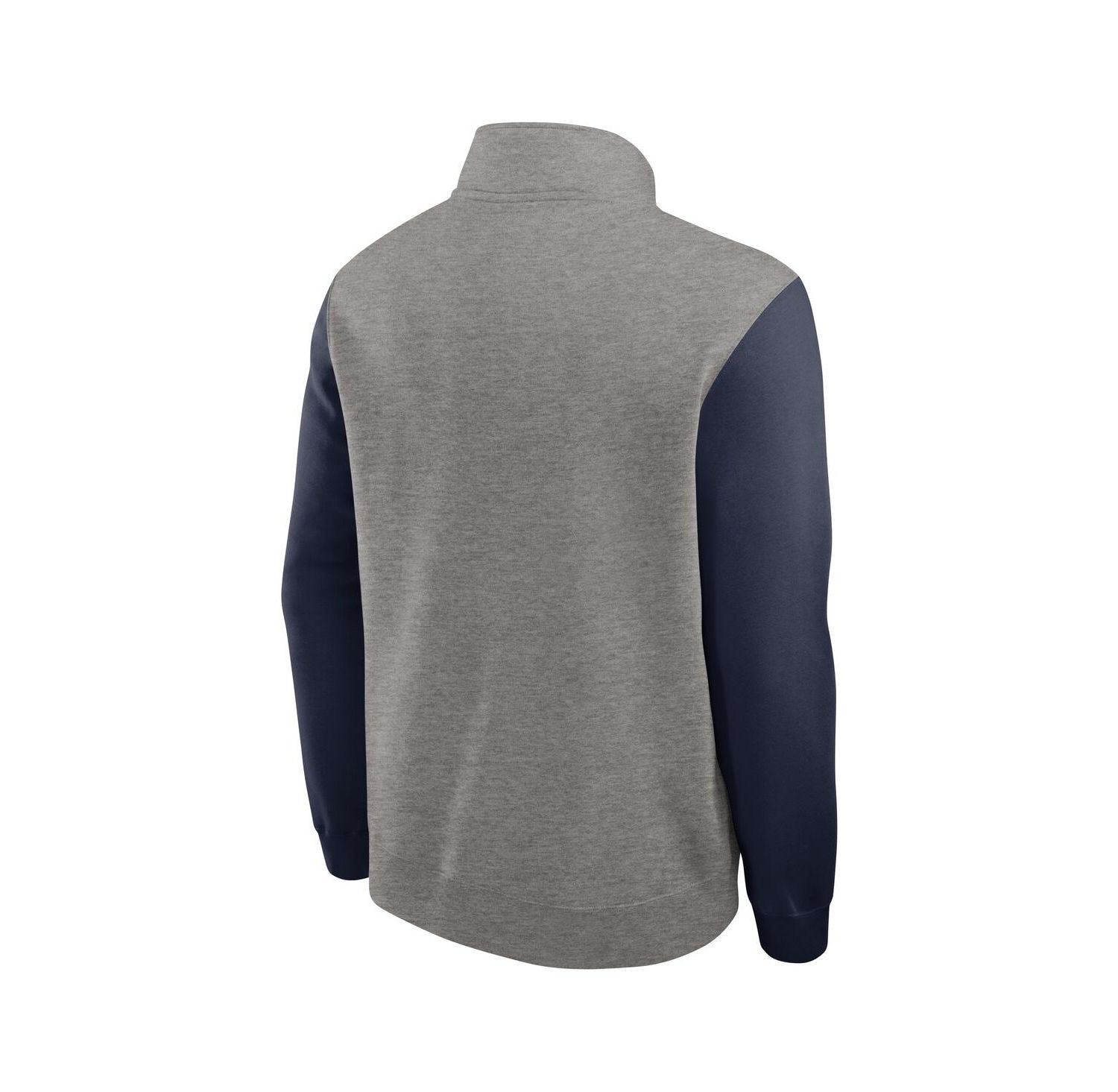 Men's Heather Gray/Navy West Virginia Mountaineers Club Fleece Tri-Blend Half-Zip Pullover Sweatshirt