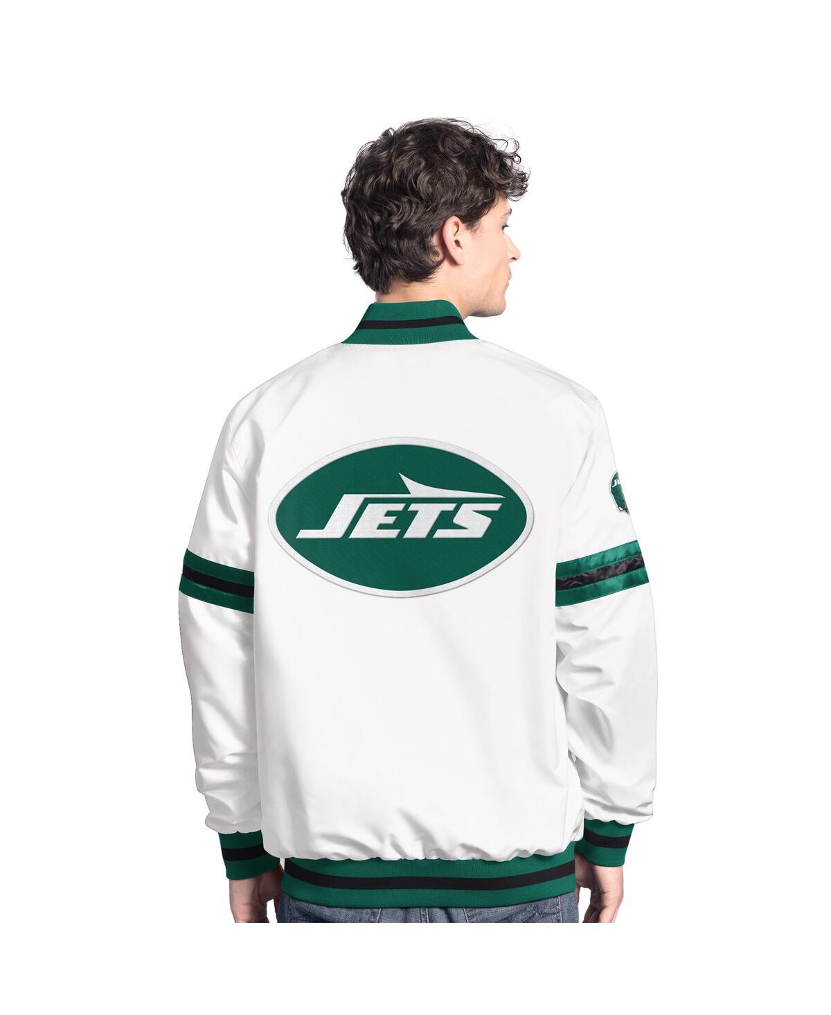 Starter Men's White New York Jets Scout Full-snap Varsity Jacket In White