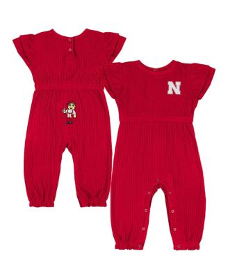 Colosseum - Baby Boys and Girls Scarlet Nebraska Huskers Beautopia Waffle Knit Romper