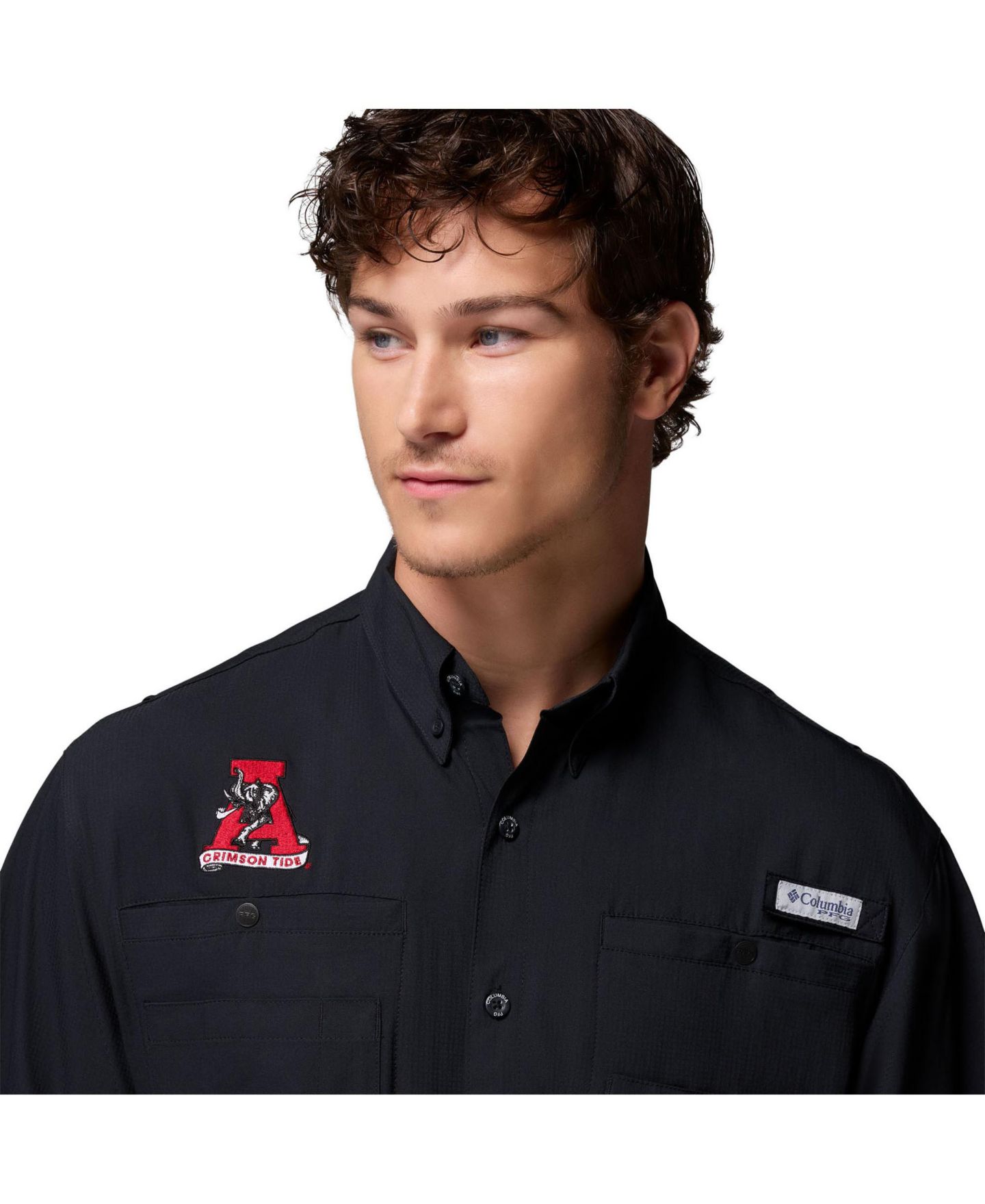 Мужская рубашка Columbia Black Alabama Crimson Tide Tamiami Omni-Shade Button-Down — фото 5