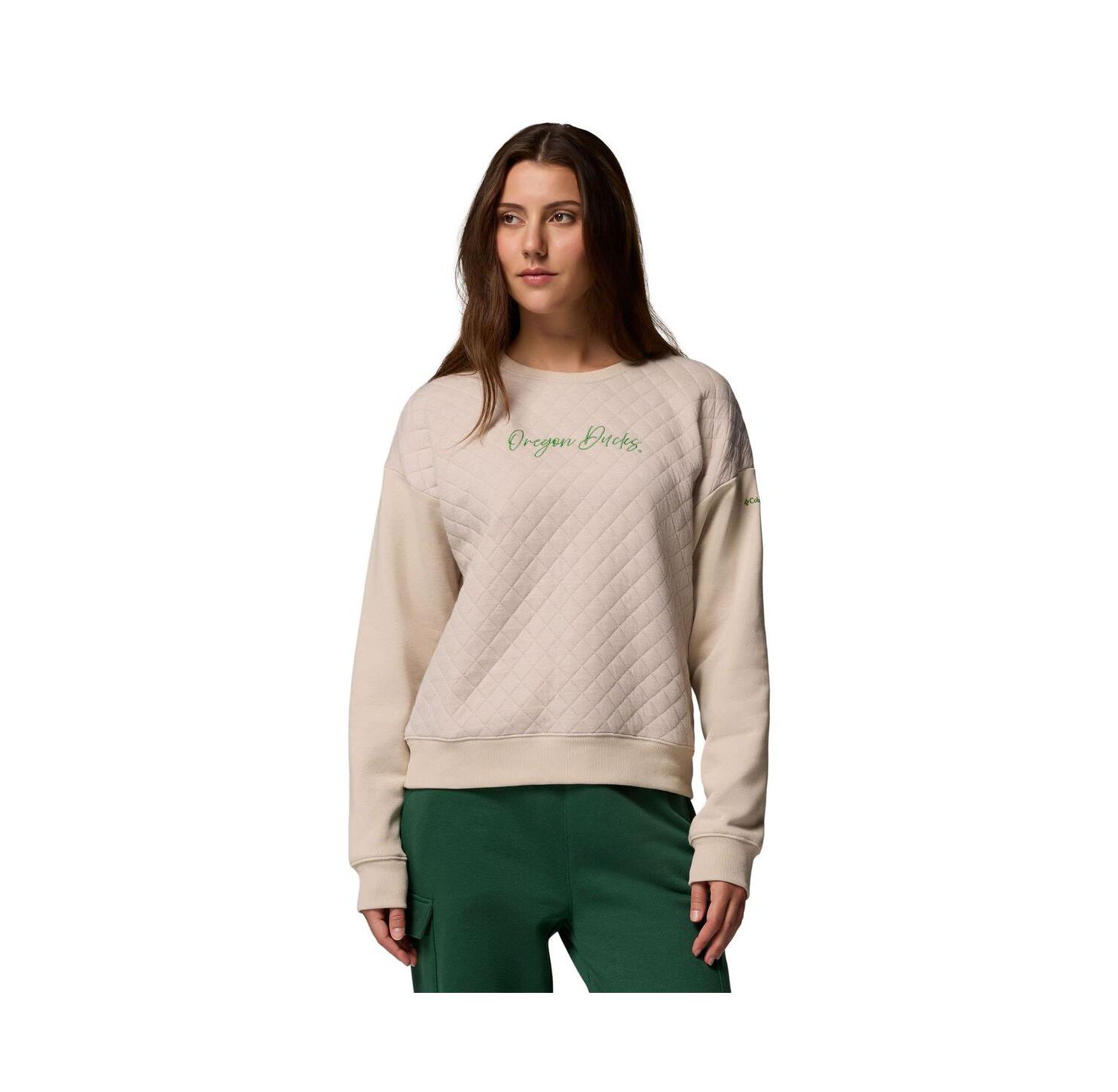 Women's Beige Oregon Ducks Collegiate Hart Mountain Quilted Sweatshirt