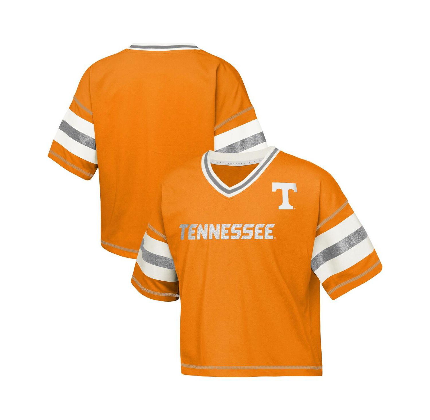 Big Girls Tennessee Orange Tennessee Volunteers Gridiron Jersey V-Neck T-Shirt