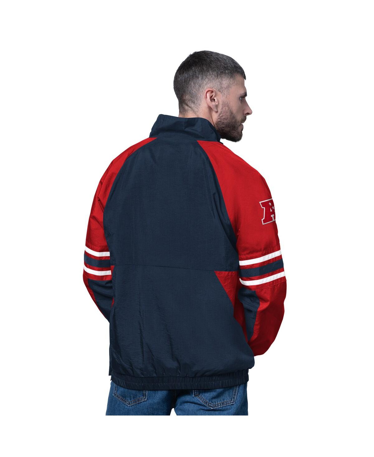 Starter Men's Navy New England Patriots Prospect Half-zip Pullover Sweatshirt In Blue
