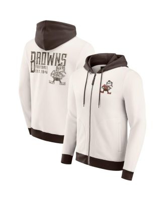 Fanatics - Men's Darius Rucker Collection by Cream Cleveland Browns Distressed Graphics Full-Zip Hoodie