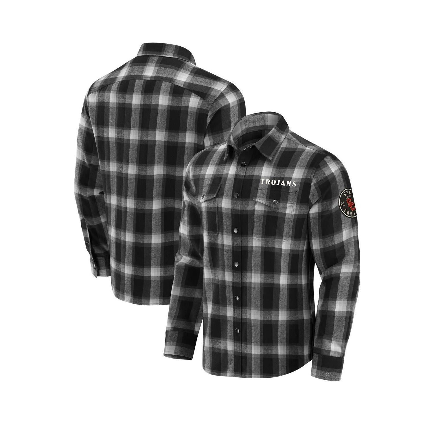 Darius Rucker Collection by Men's Black USC Trojans Team Flannel Plaid Full-Snap Shirt