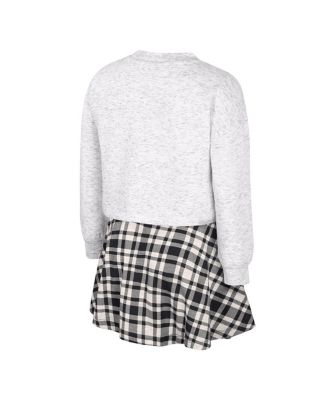 Big Girls 2-Piece Gray Iowa Hawkeyes Marceline Plaid Skirt and Top Set
