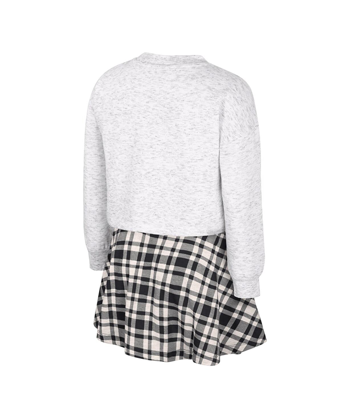 Colosseum Big Girls 2-piece Gray Iowa Hawkeyes Marceline Plaid Skirt And Top Set In White