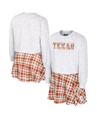 Colosseum - Big Girls Gray Texas Longhorns Marceline Plaid Skirt and Top Set