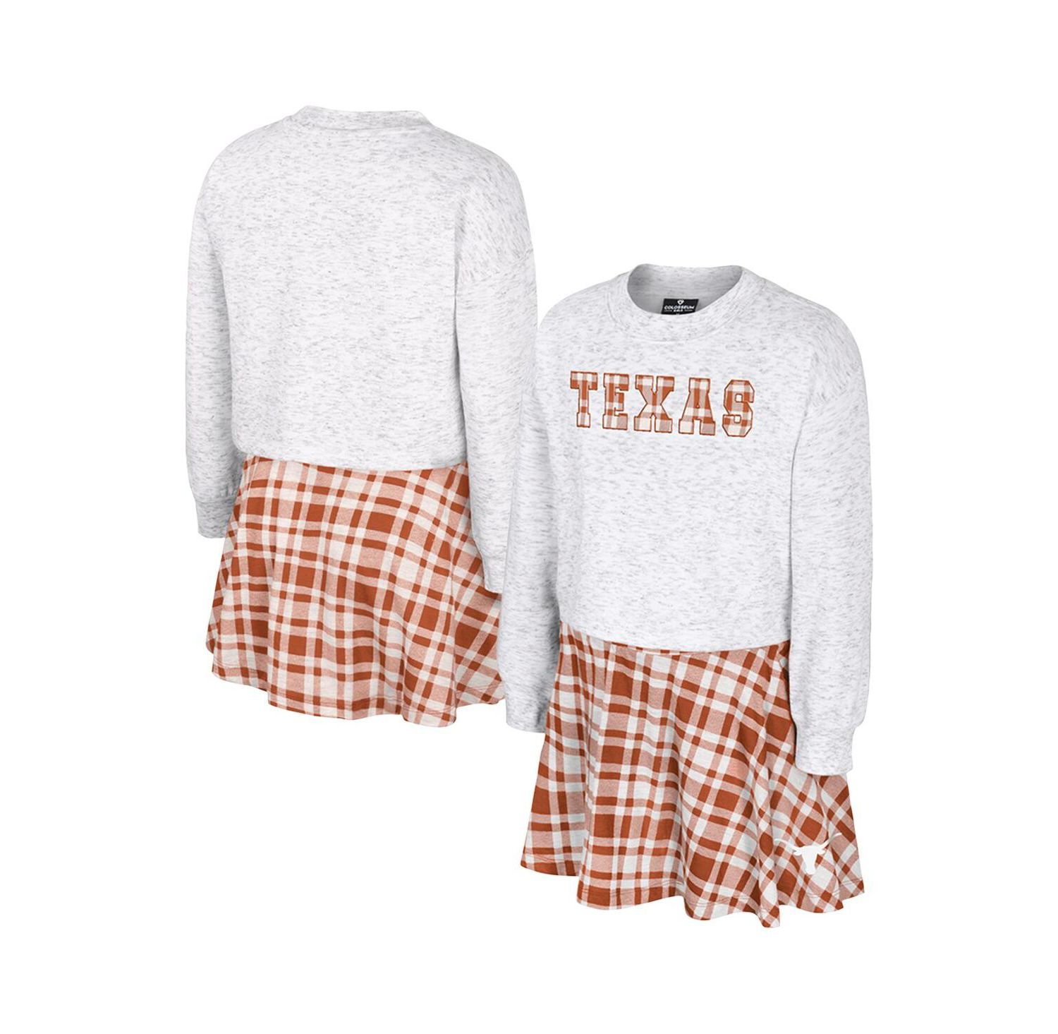 Big Girls 2-Piece Gray Texas Longhorns Marceline Plaid Skirt and Top Set