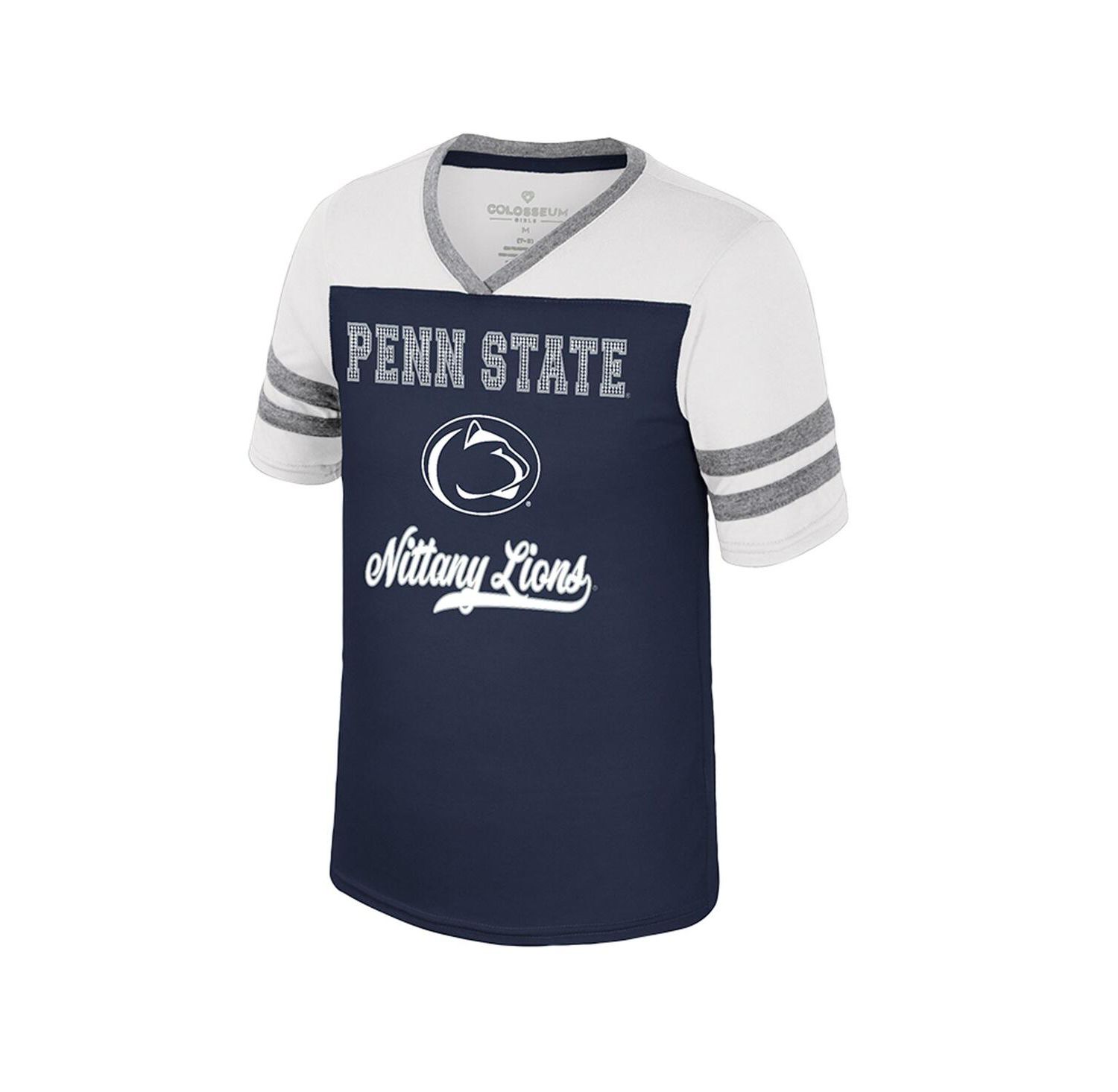 Big Girls Navy Penn State Nittany Lions Princess Bubblegum Bling T-Shirt