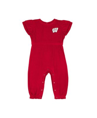 Baby Boys and Girls Red Wisconsin Badgers Beautopia Waffle Knit Romper