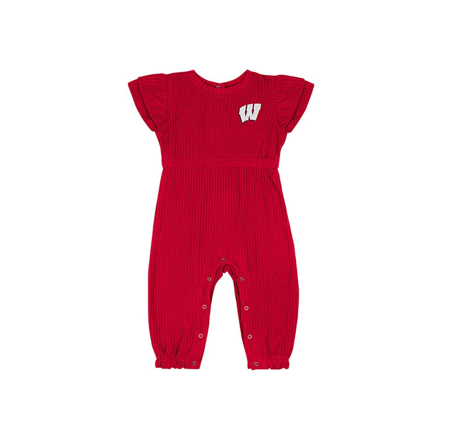 Baby Boys and Girls Red Wisconsin Badgers Beautopia Waffle Knit Romper