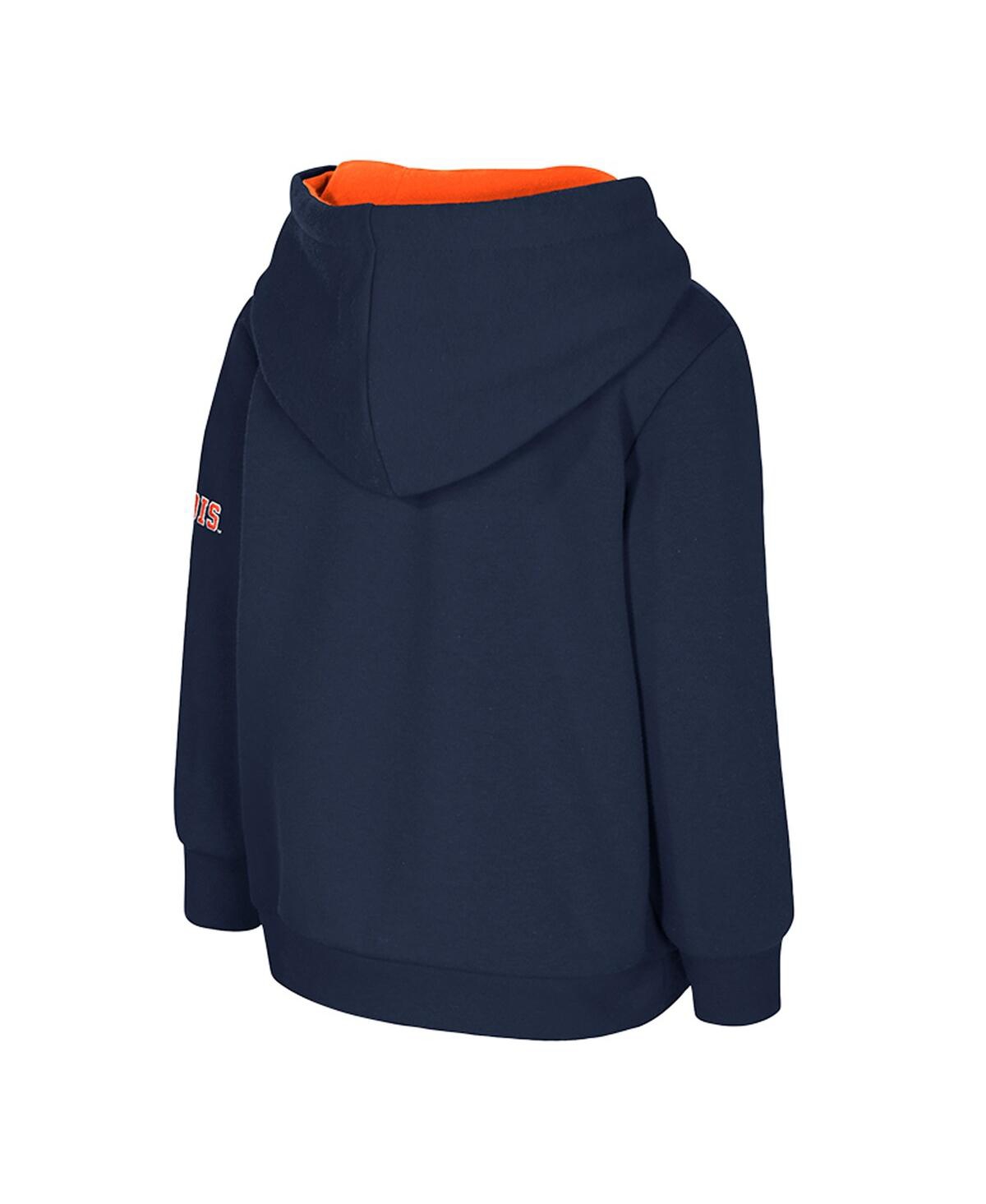 Colosseum Toddler Navy Illinois Fighting Illini Big Logo Volume Fleece Pullover Hoodie In Blue