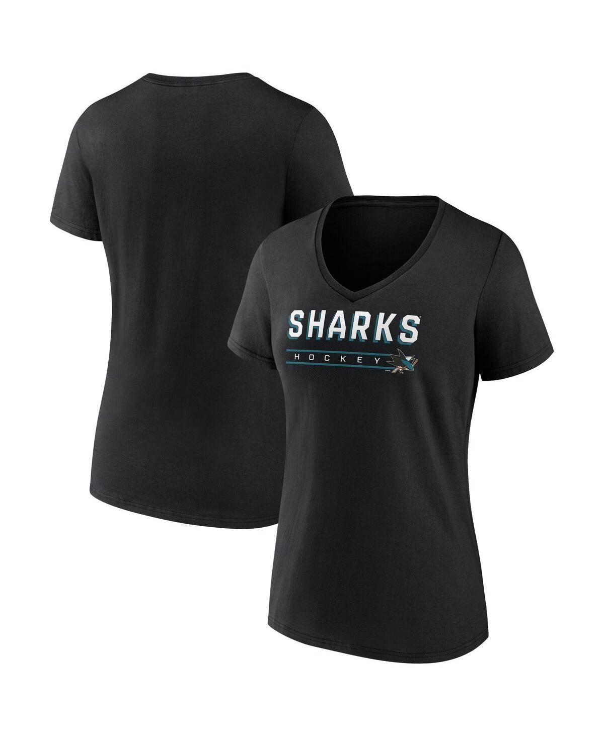 Fanatics Women's Black San Jose Sharks V-neck T-shirt