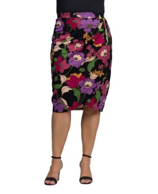Plus Size Casual Pull On High Waist Printed Midi Pencil Skirt $8.50Each