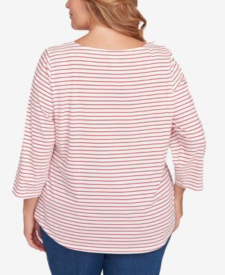 Plus Size Christmas Truck Striped Knit Top