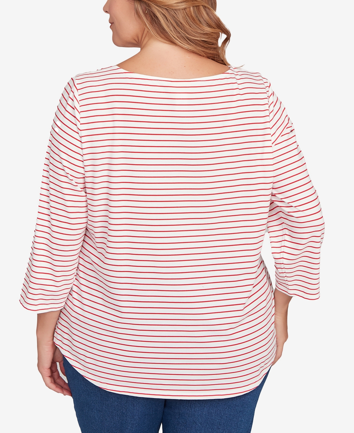 Ruby Rd. Plus Christmas Truck Striped Knit Top
